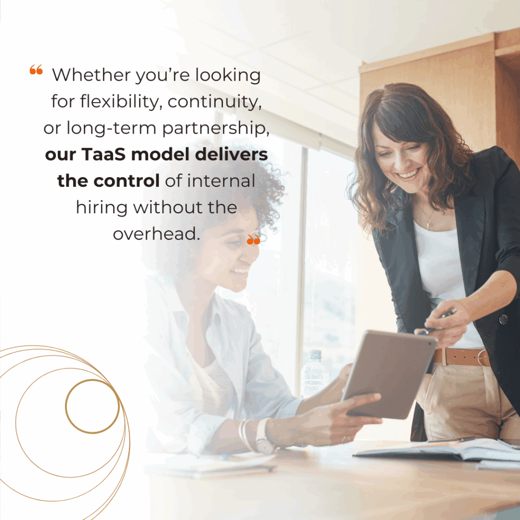 GCO Partners Talent-as-a-Service guide illustrating how the TaaS model delivers flexibility, continuity, and the control of internal hiring without the overhead.